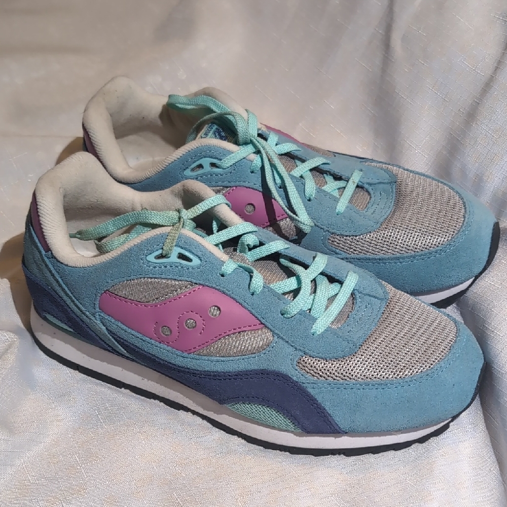 Saucony Men's Teal and Pink Sneakers